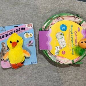 🐰🐣 Easter Cat Toy Bundle – Interactive Chick Toy + Cat Tunnel NWT 🐾